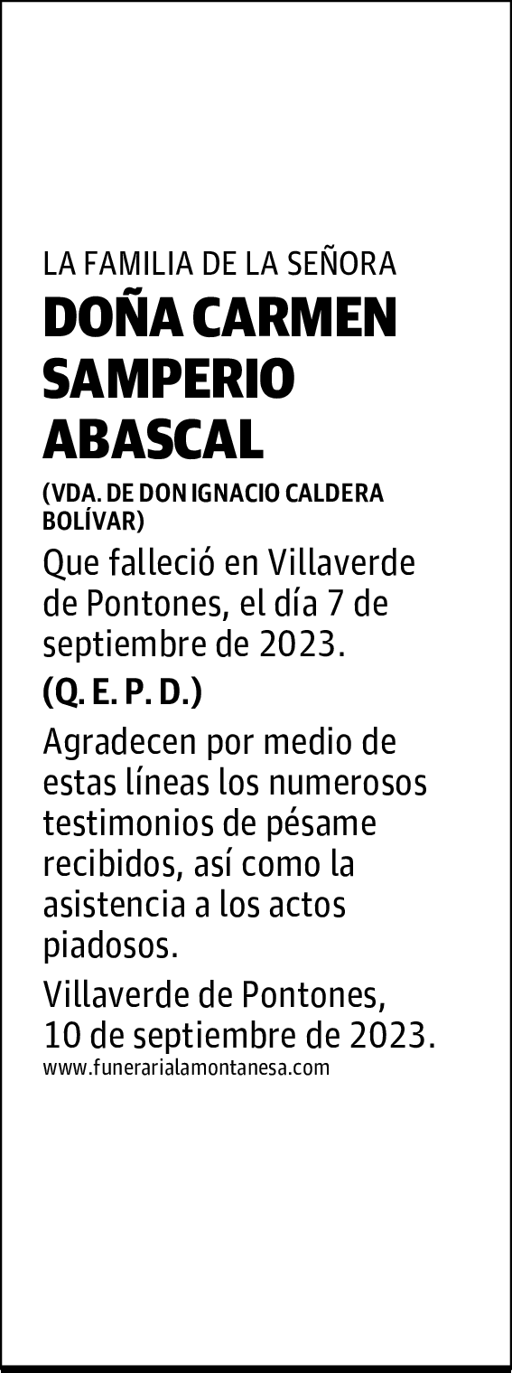 DOÑA CARMEN SAMPERIO ABASCAL