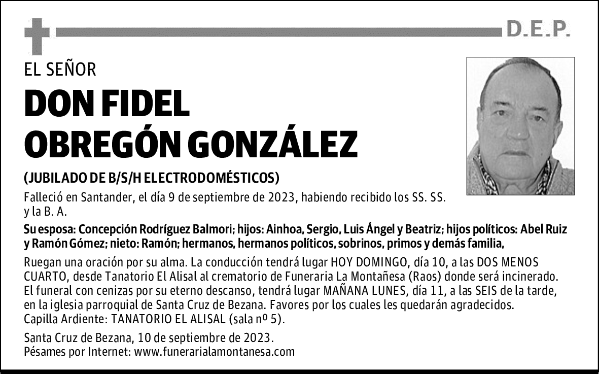 DON FIDEL OBREGÓN GONZÁLEZ