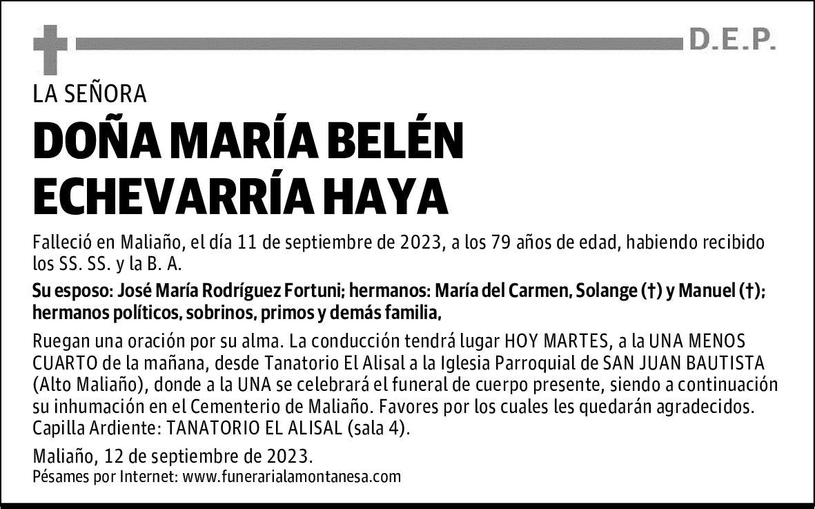 DOÑA MARÍA BELÉN ECHEVARRÍA HAYA