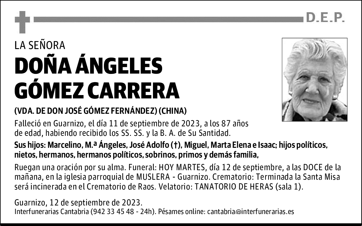 DOÑA ÁNGELES GÓMEZ CARRERA