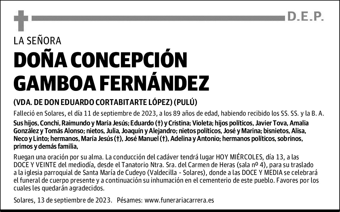 DOÑA CONCEPCIÓN GAMBOA FERNÁNDEZ