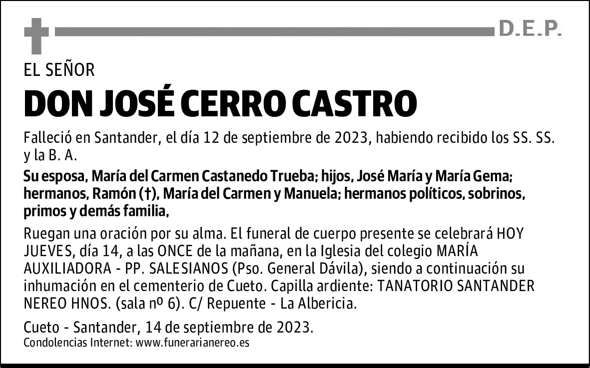 DON JOSÉ CERRO CASTRO