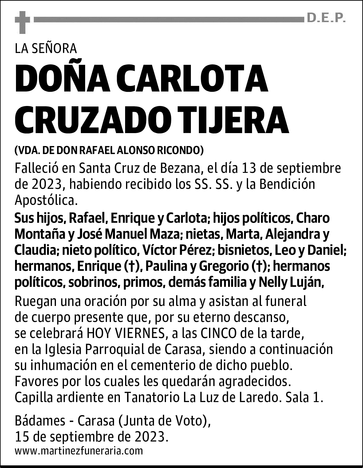 DOÑA CARLOTA CRUZADO TIJERA