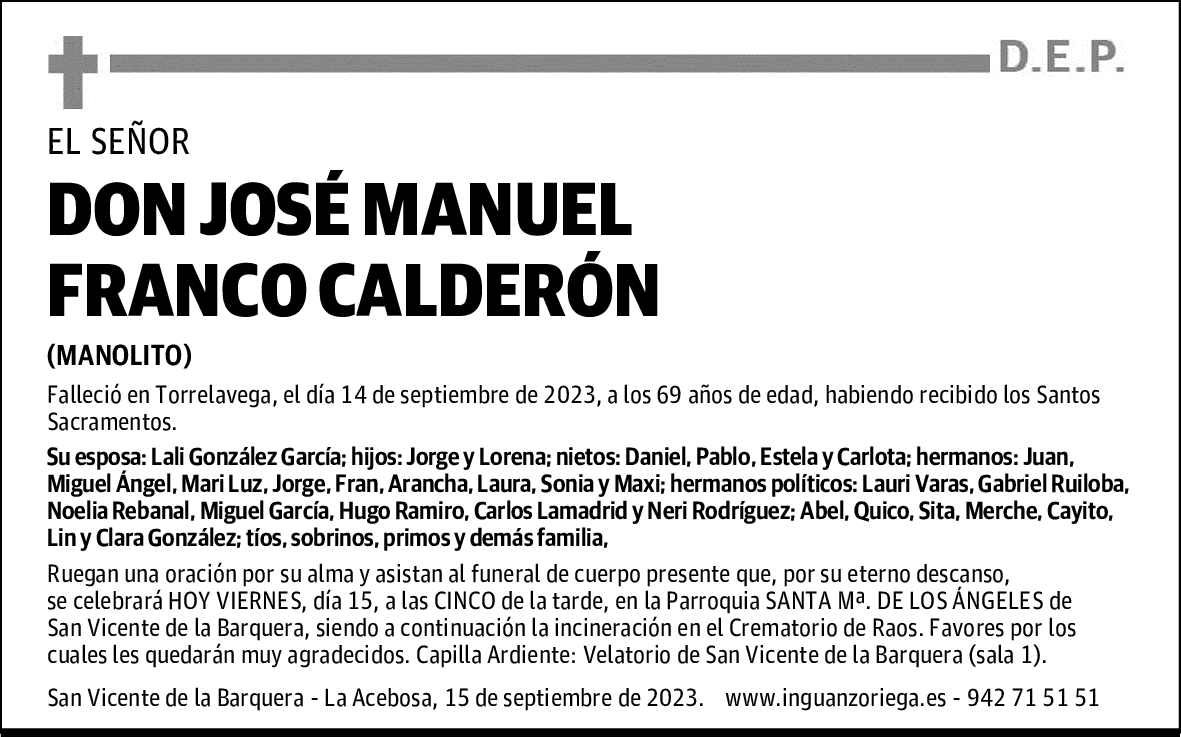 DON JOSÉ MANUEL FRANCO CALDERÓN