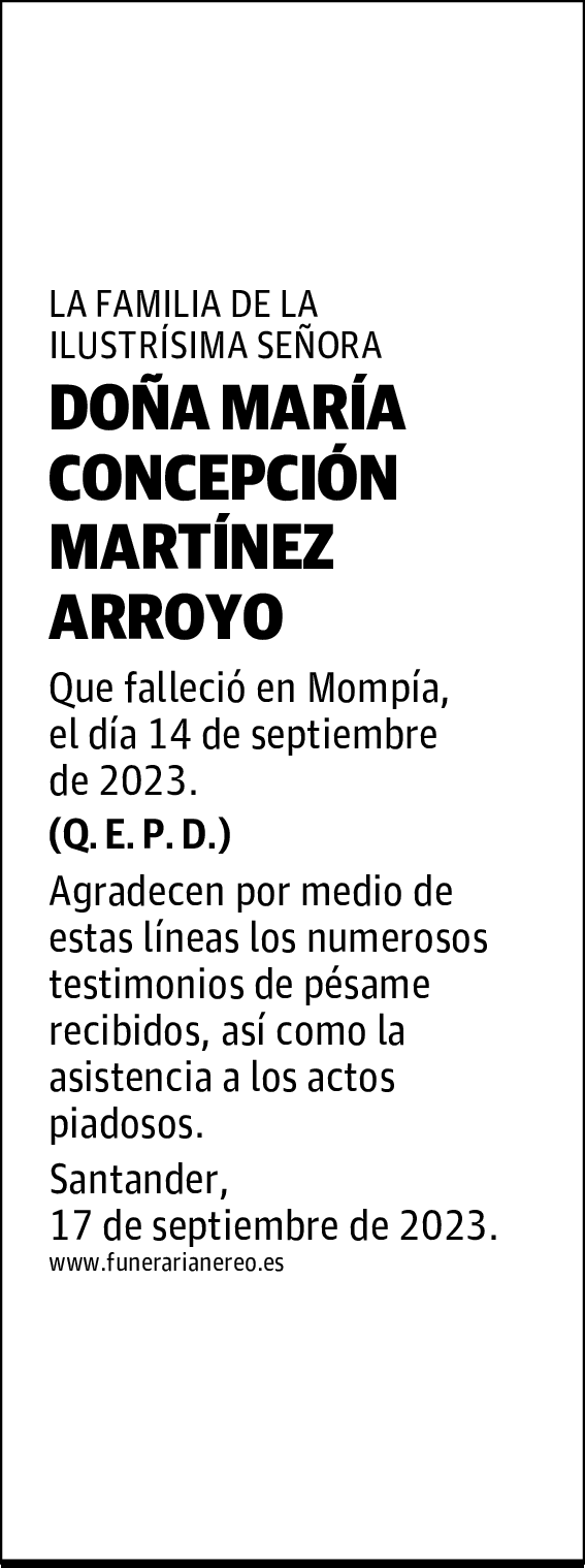 DOÑA MARÍA CONCEPCIÓN MARTÍNEZ ARROYO