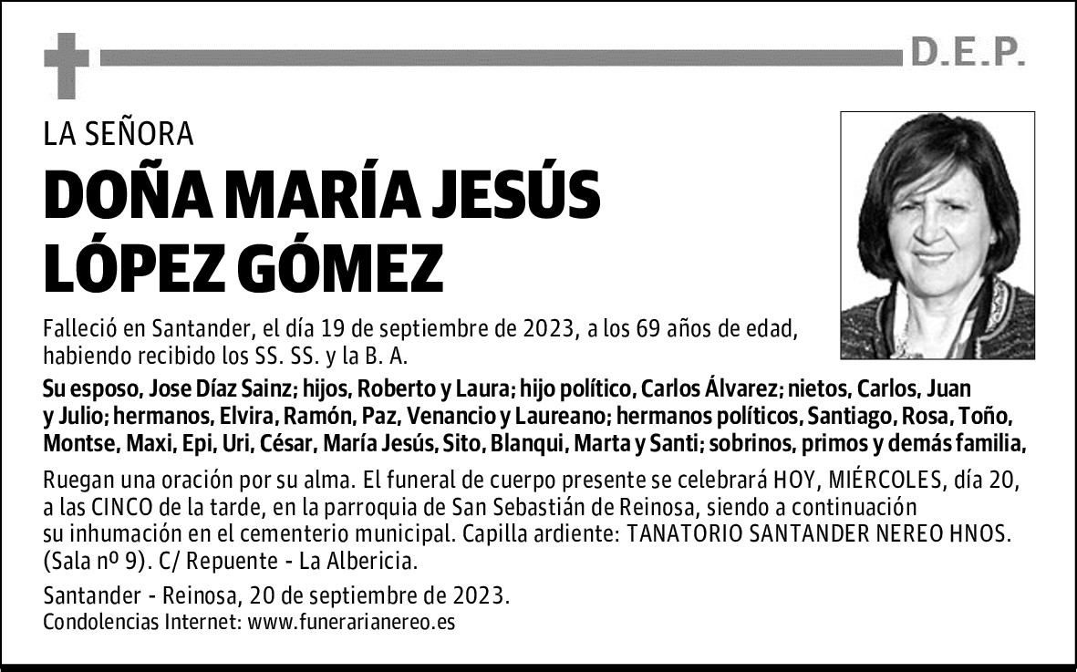 DOÑA MARÍA JESÚS LÓPEZ GÓMEZ