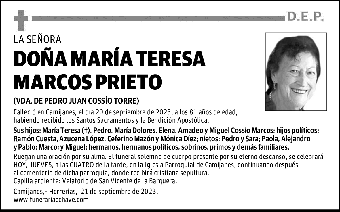 DOÑA MARÍA TERESA MARCOS PRIETO