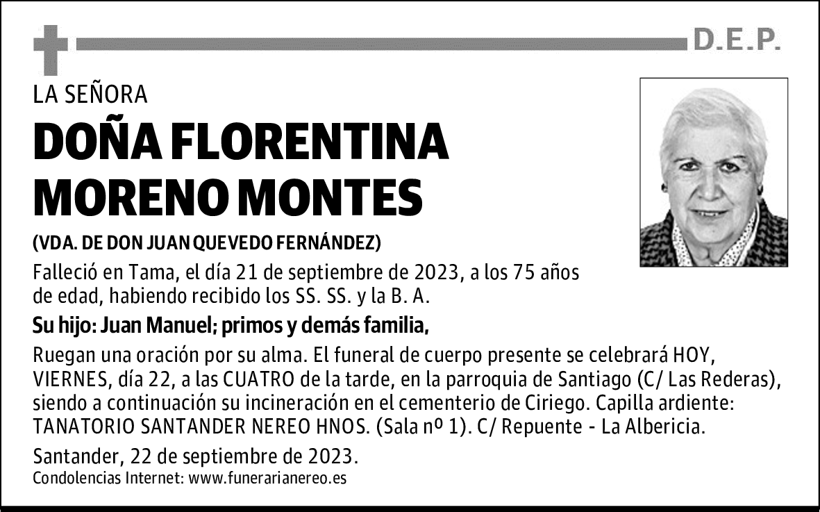 DOÑA FLORENTINA MORENO MONTES