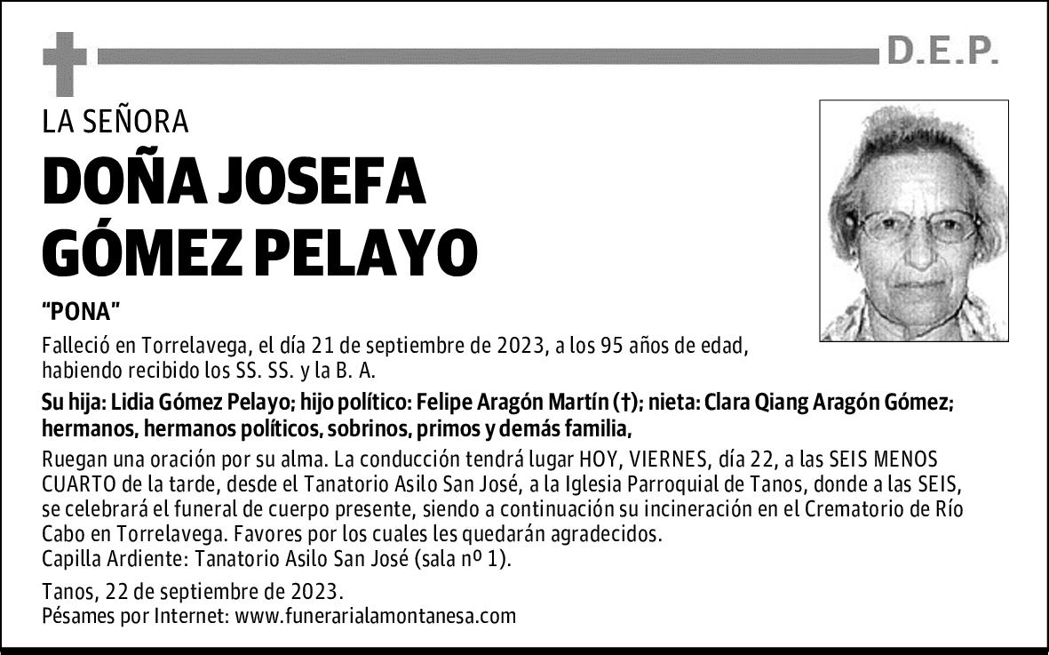 DOÑA JOSEFA GÓMEZ PELAYO