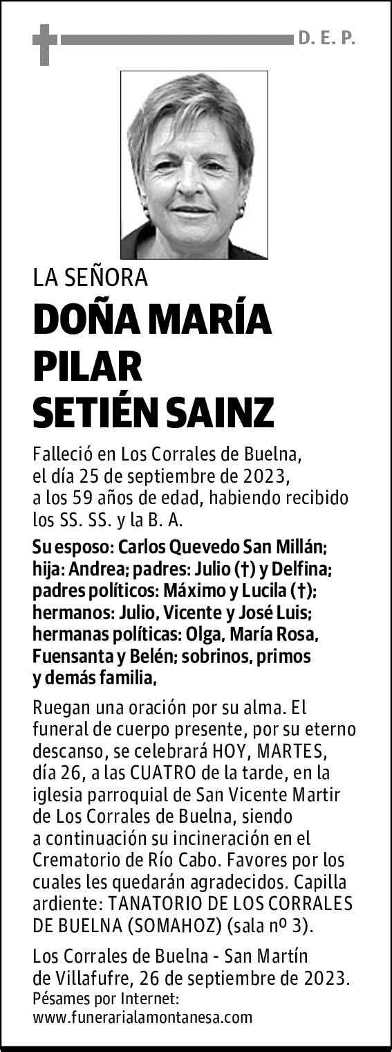 DOÑA MARÍA PILAR SETIÉN SAINZ