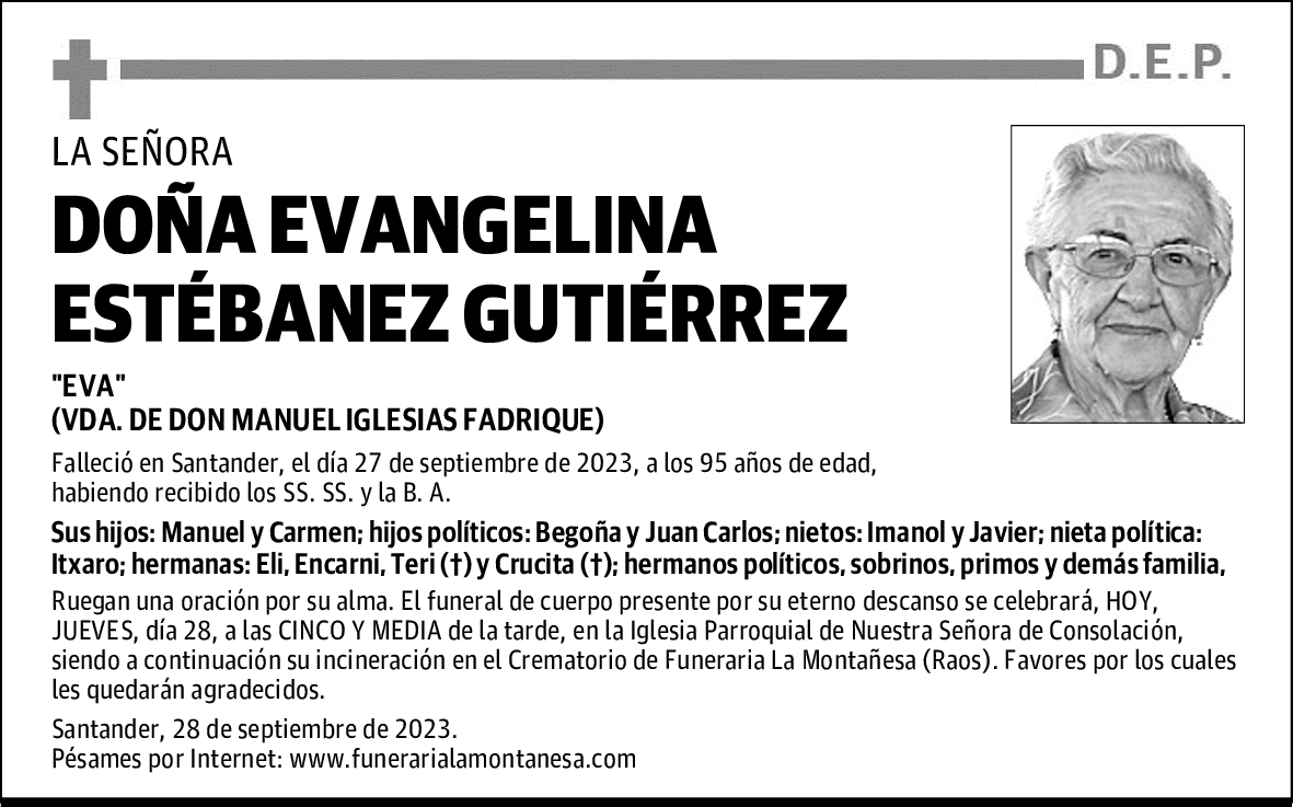 DOÑA EVANGELINA ESTÉBANEZ GUTIÉRREZ