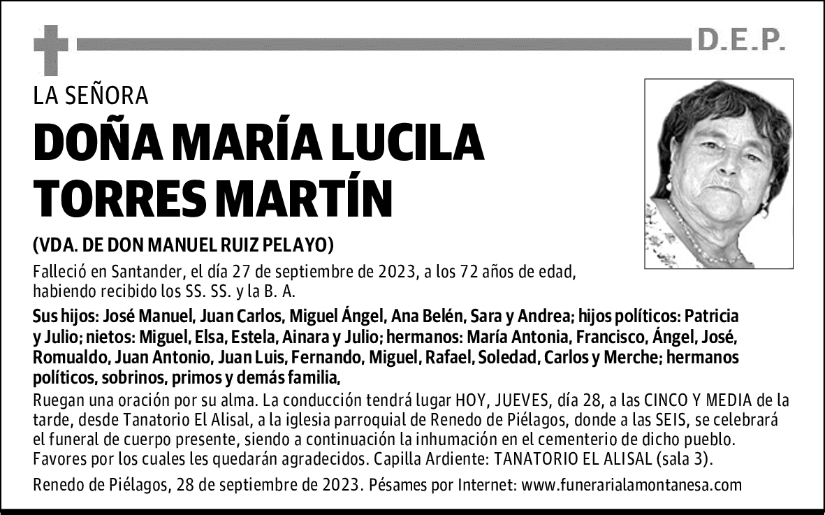 DOÑA MARÍA LUCILA TORRES MARTÍN
