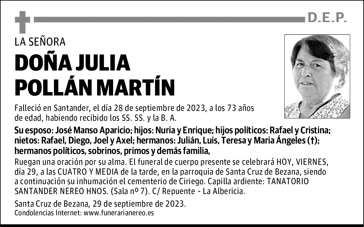 DOÑA JULIA POLLÁN MARTÍN