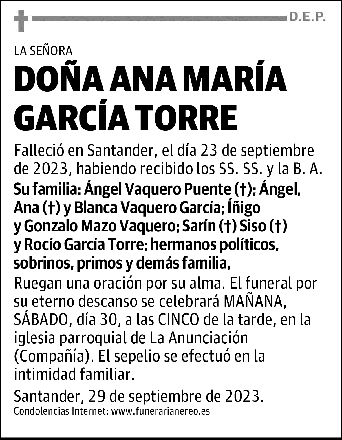 DOÑA ANA MARÍA GARCÍA TORRE