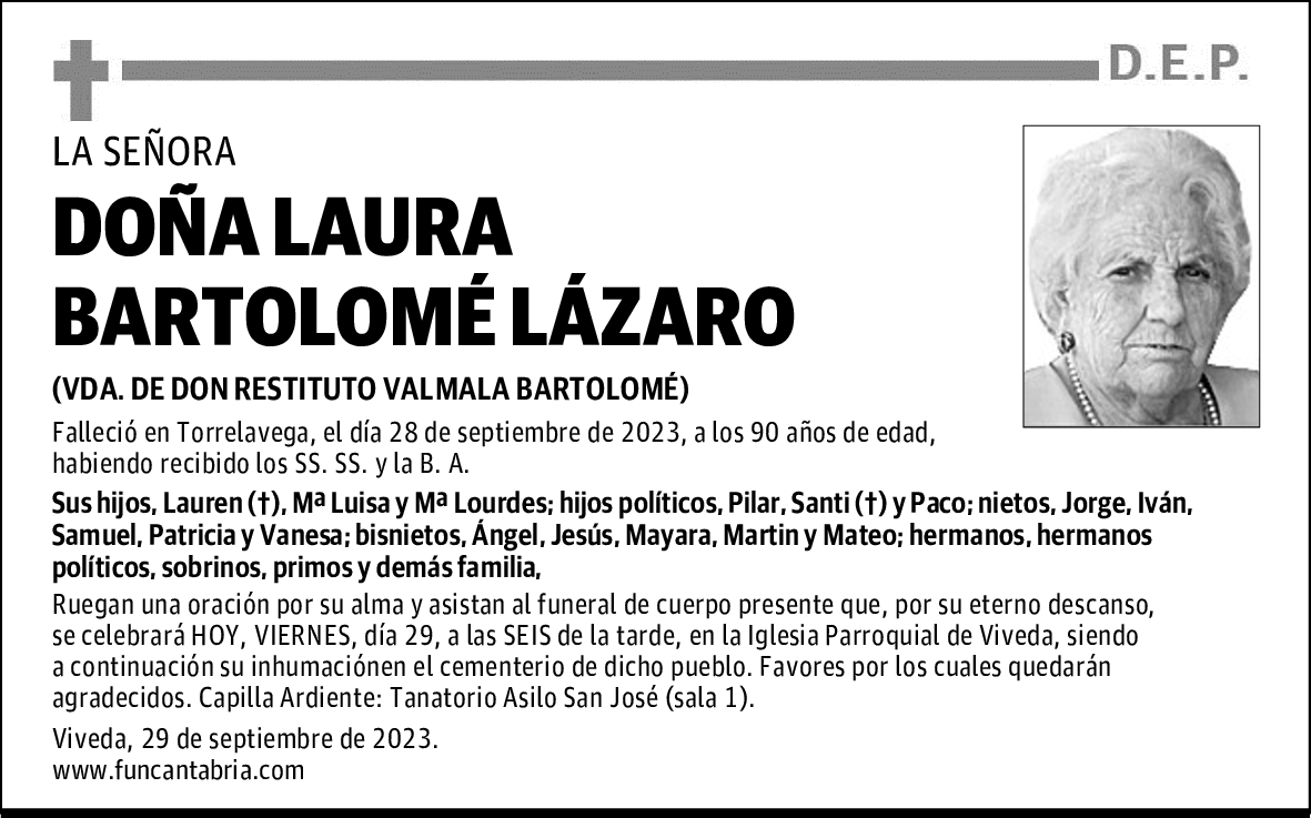 DOÑA LAURA BARTOLOMÉ LÁZARO