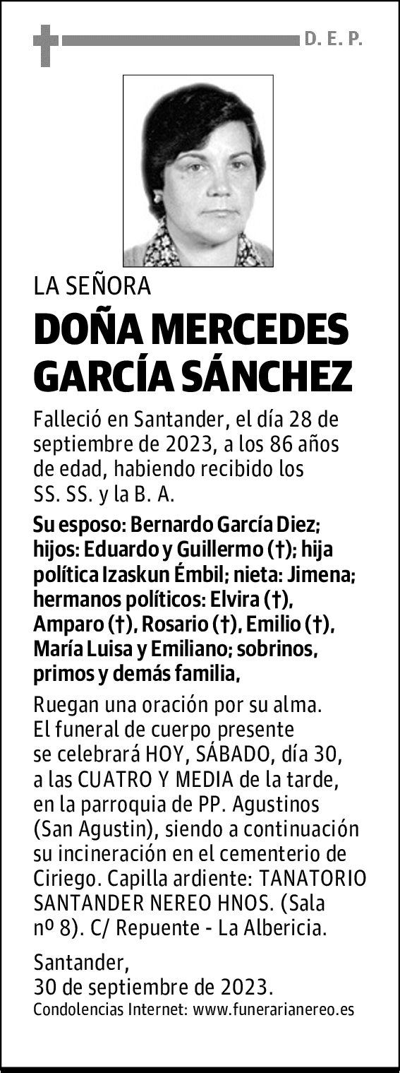 DOÑA MERCEDES GARCÍA SÁNCHEZ