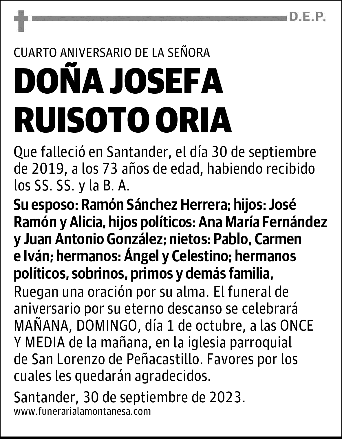 DOÑA JOSEFA RUISOTO ORIA