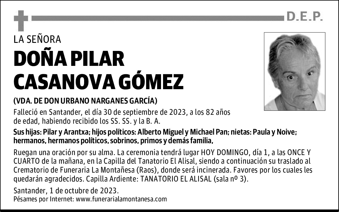 DOÑA PILAR CASANOVA GÓMEZ