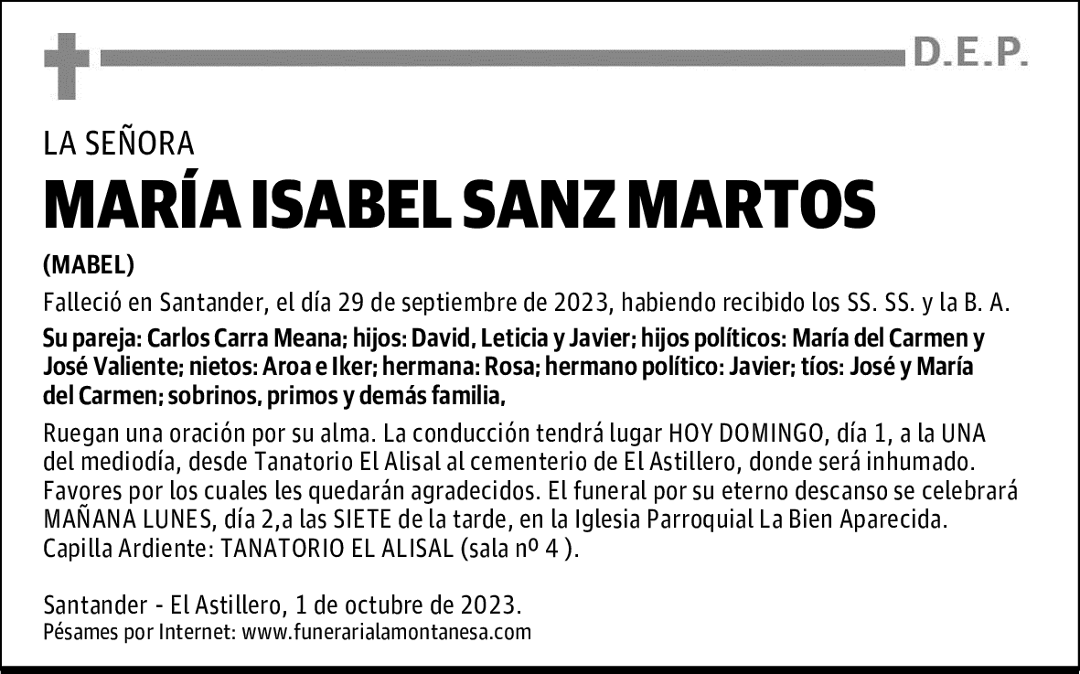 MARÍA ISABEL SANZ MARTOS
