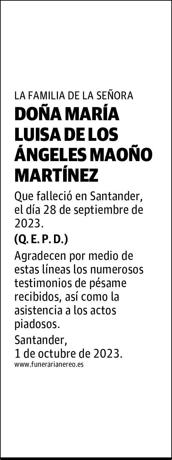 DOÑA MARÍA LUISA DE LOS ÁNGELES MAOÑO MARTÍNEZ