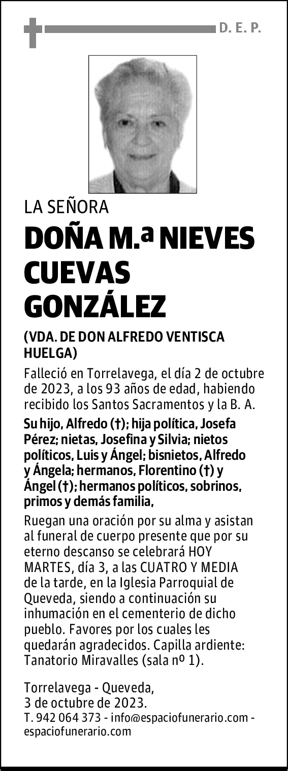 DOÑA M.ª NIEVES CUEVAS GONZÁLEZ