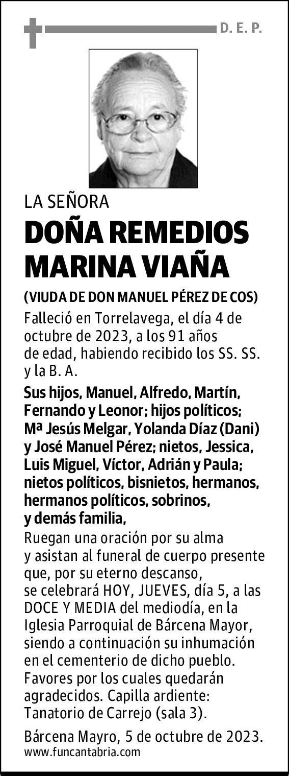 DOÑA REMEDIOS MARINA VIAÑA