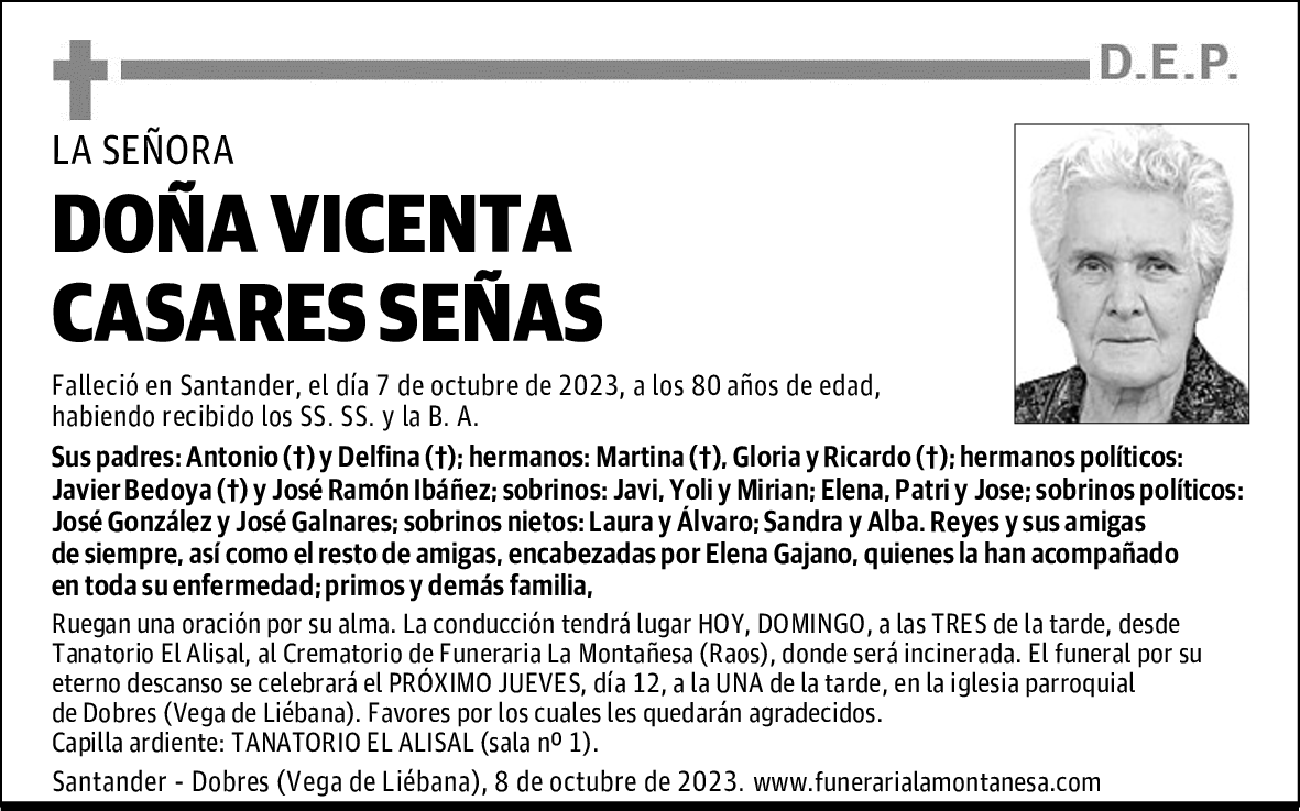 DOÑA VICENTA CASARES SEÑAS