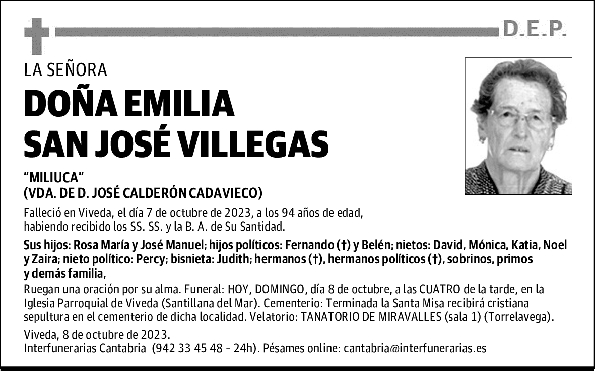 DOÑA EMILIA SAN JOSÉ VILLEGAS