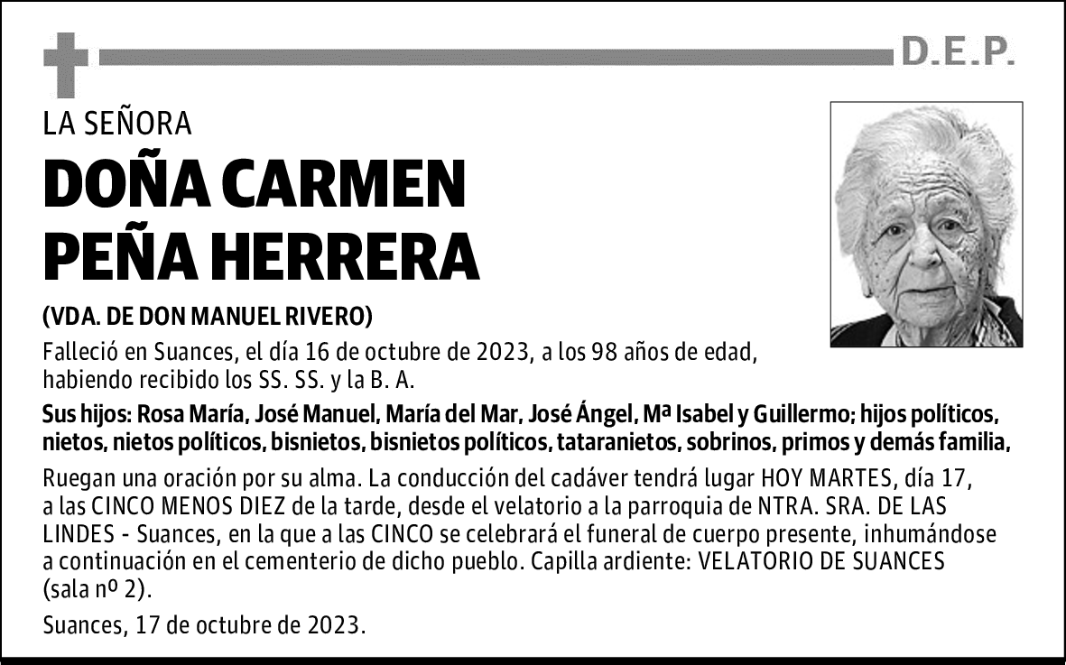 DOÑA CARMEN PEÑA HERRERA