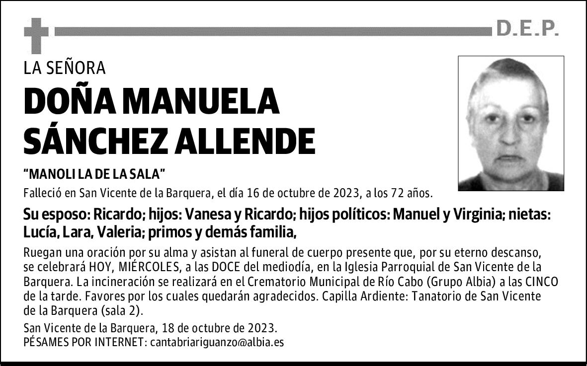 DOÑA MANUELA SÁNCHEZ ALLENDE