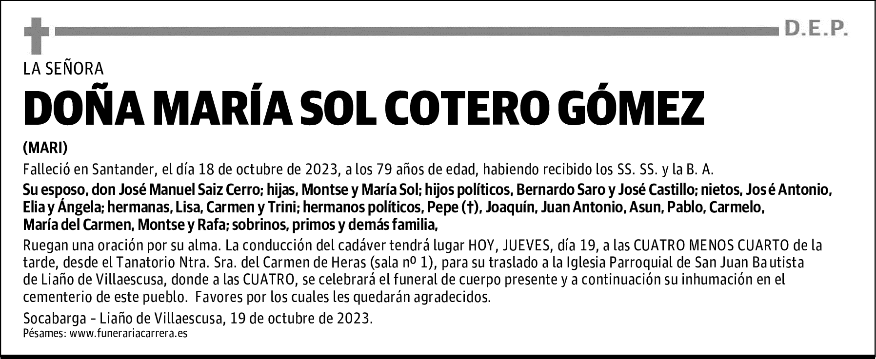 DOÑA MARÍA SOL COTERO GÓMEZ