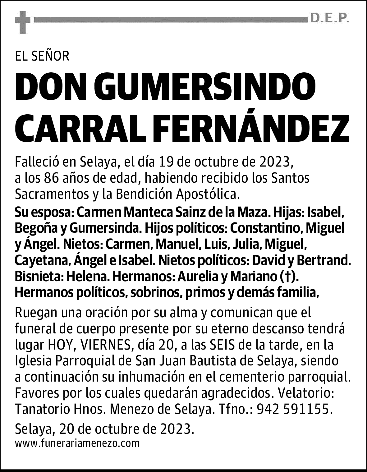 DON GUMERSINDO CARRAL FERNÁNDEZ