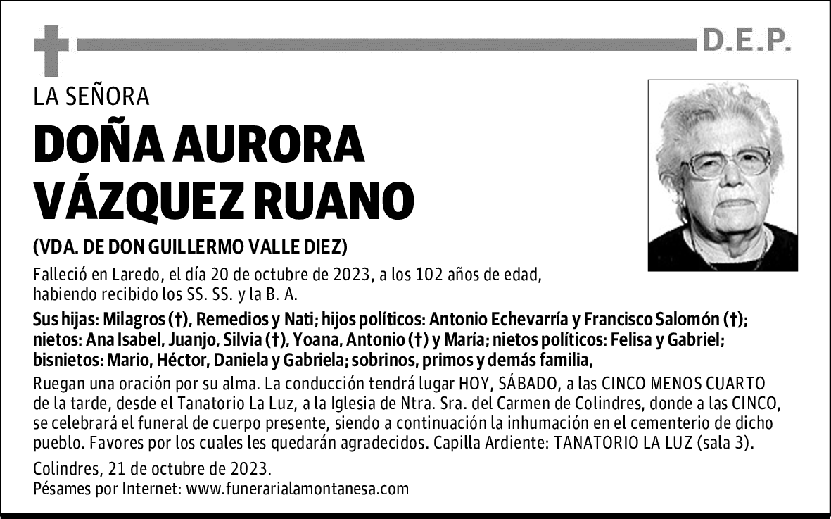 DOÑA AURORA VÁZQUEZ RUANO