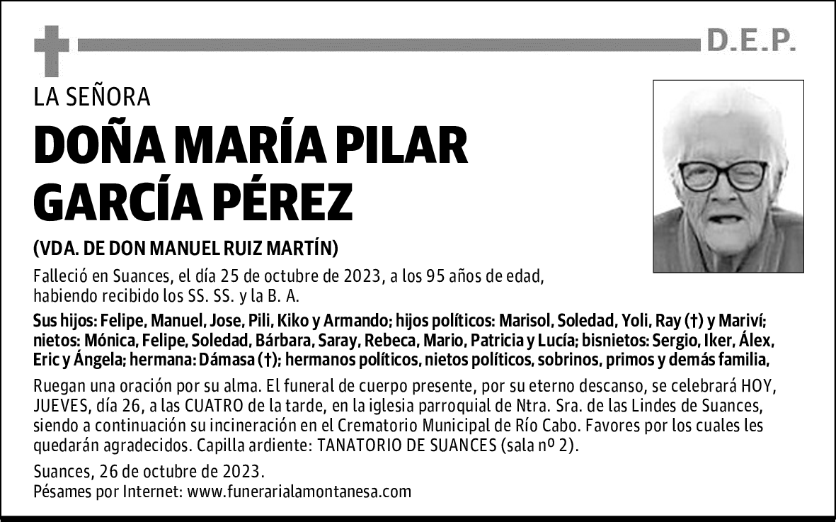DOÑA MARÍA PILAR GARCÍA PÉREZ