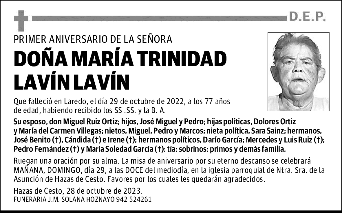 DOÑA MARÍA TRINIDAD LAVÍN LAVÍN