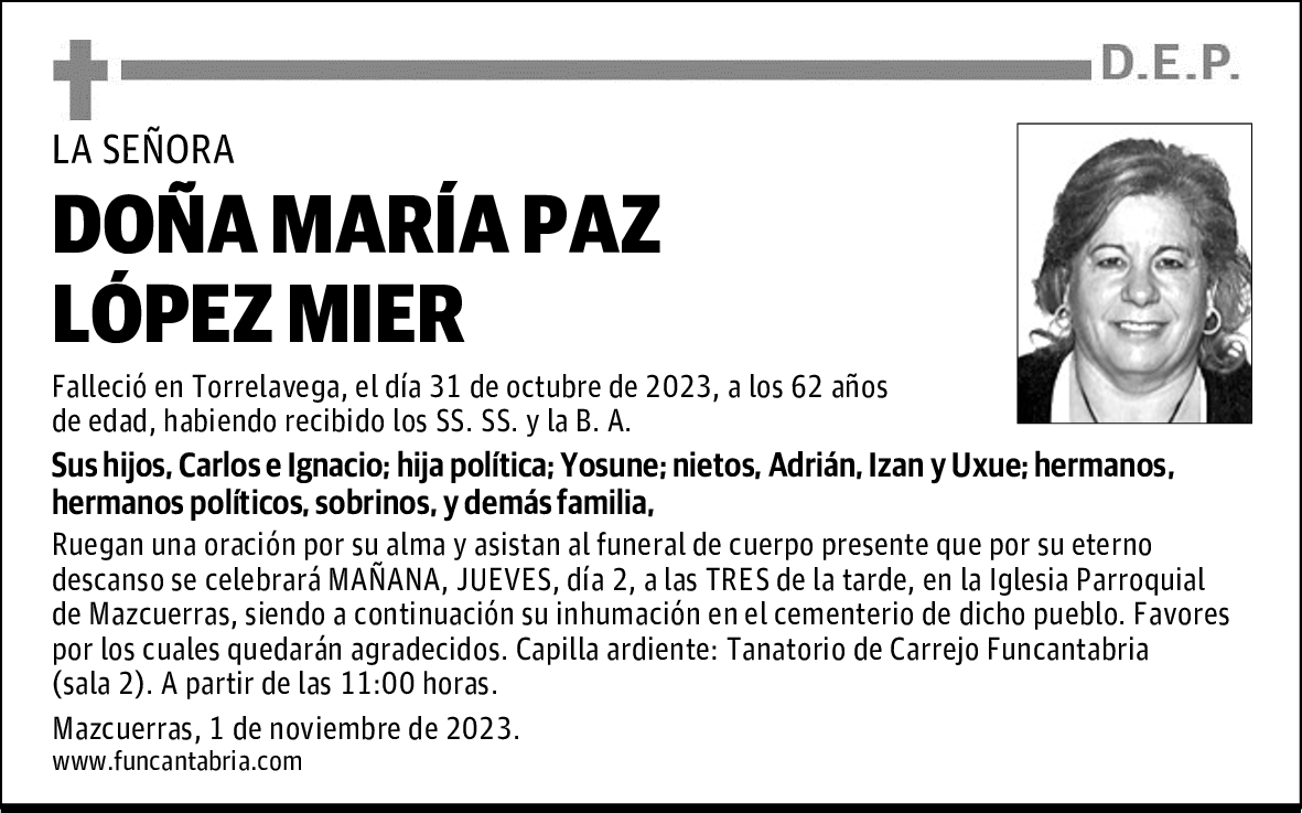 DOÑA MARÍA PAZ LÓPEZ MIER