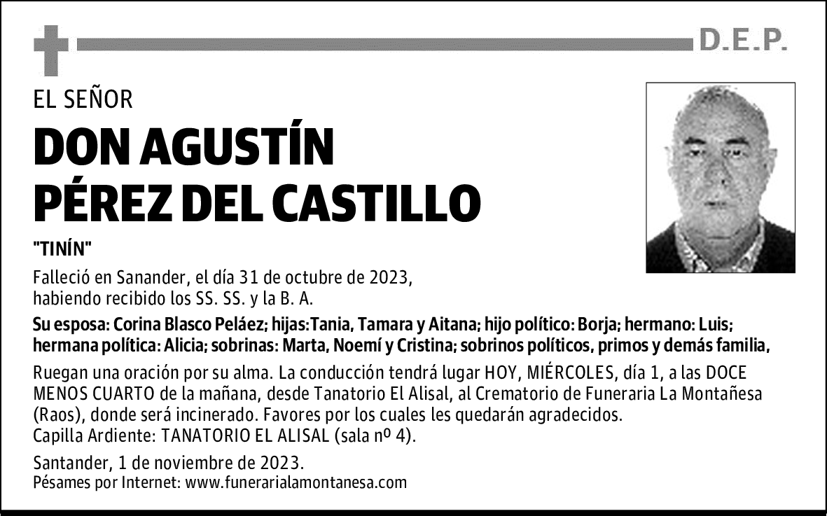 DON AGUSTÍN PÉREZ DEL CASTILLO