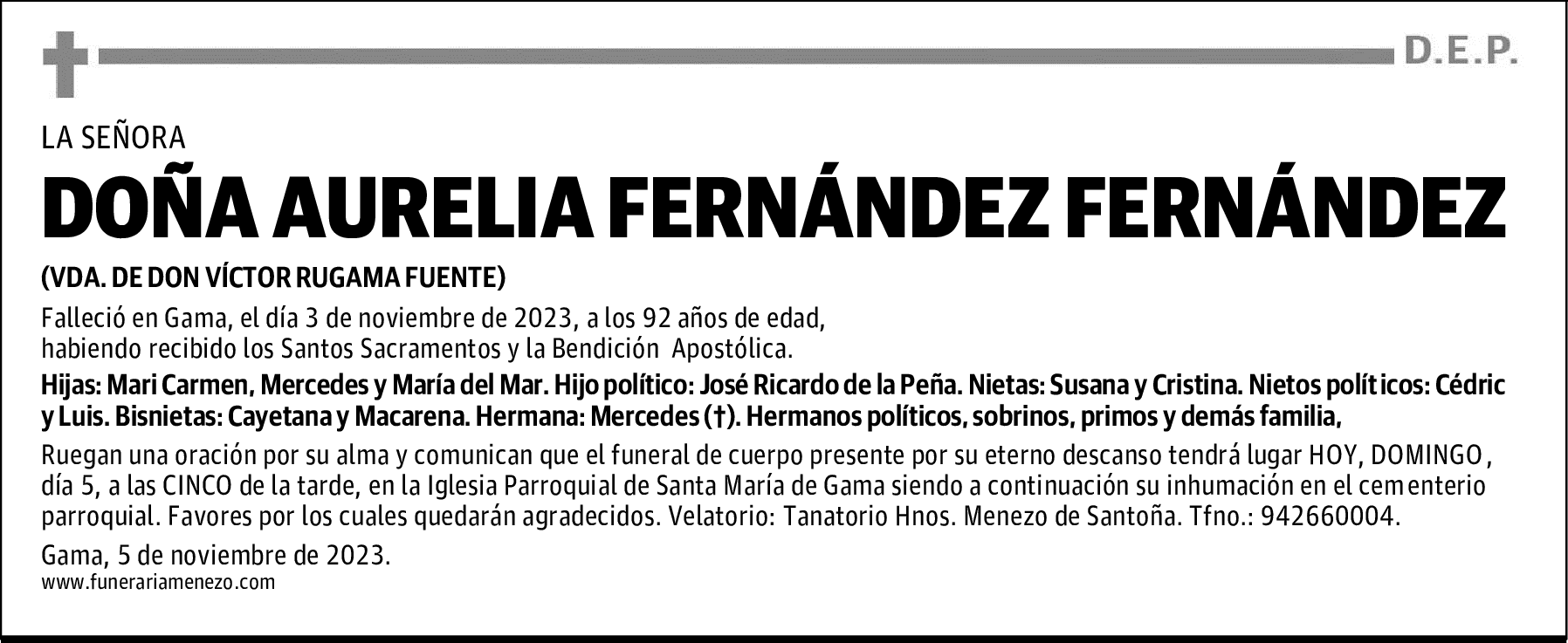 DOÑA AURELIA FERNÁNDEZ FERNÁNDEZ