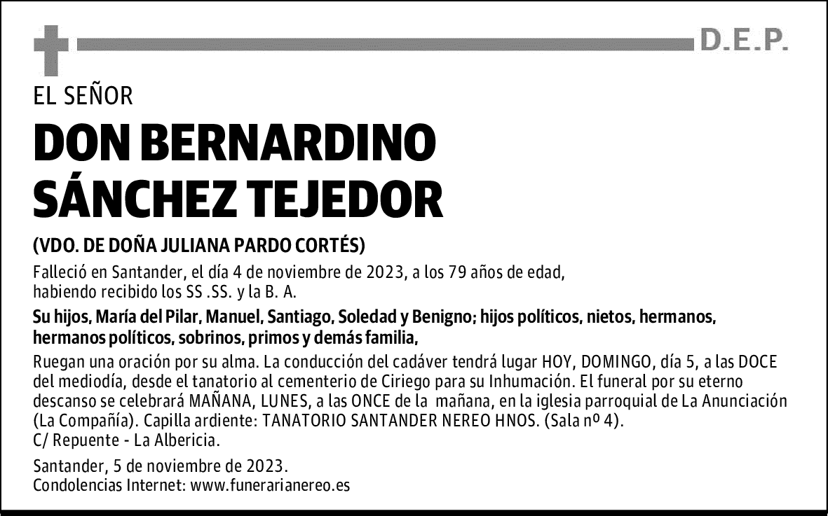 DON BERNARDINO SÁNCHEZ TEJEDOR
