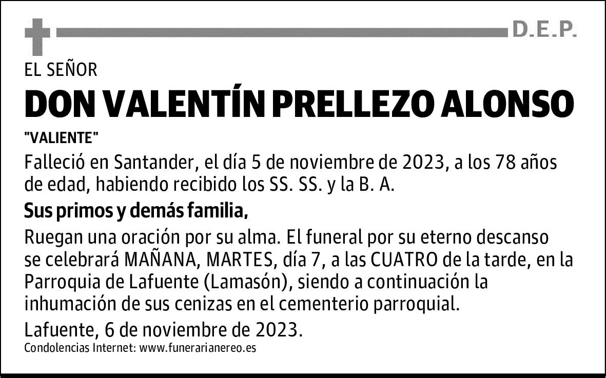 DON VALENTÍN PRELLEZO ALONSO