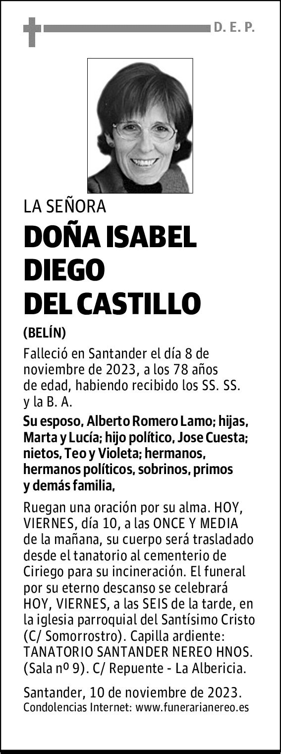 DOÑA ISABEL DIEGO DEL CASTILLO