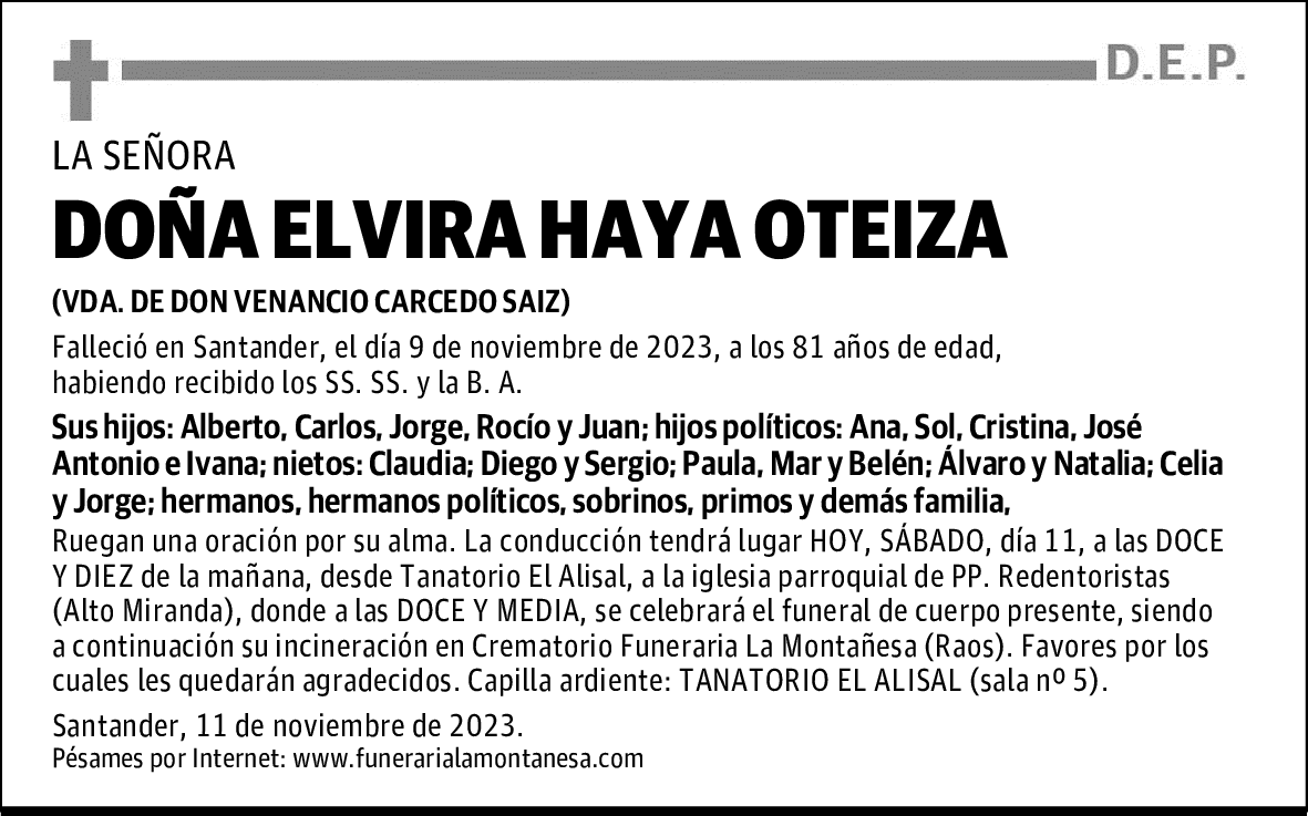 DOÑA ELVIRA HAYA OTEIZA