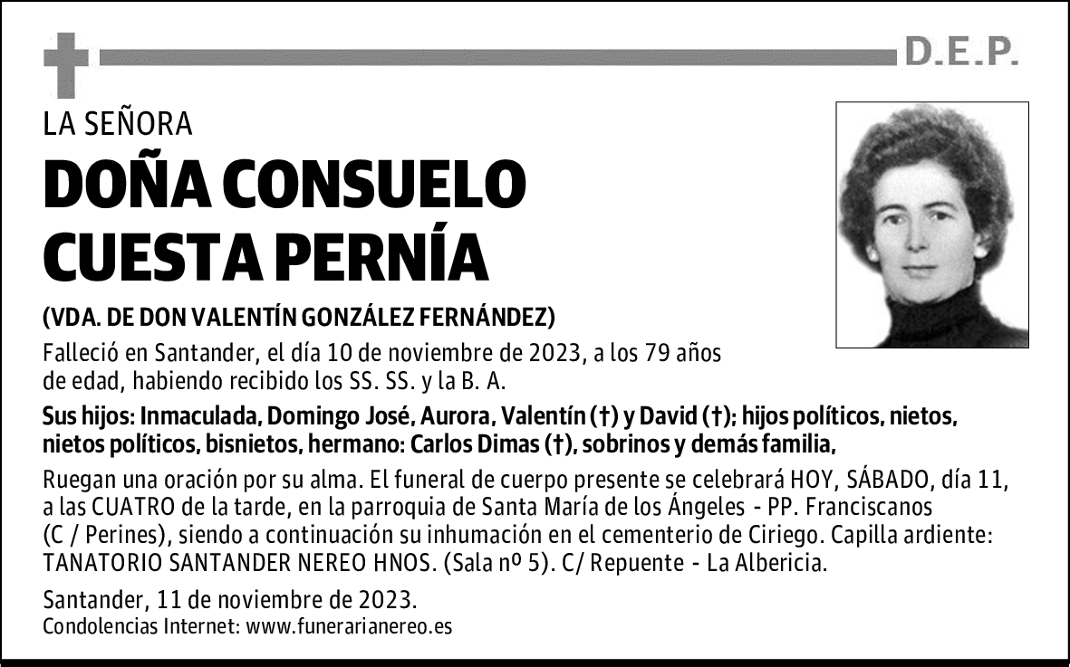 DOÑA CONSUELO CUESTA PERNÍA