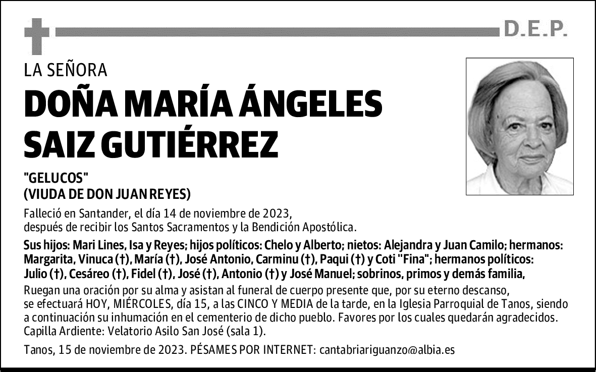 DOÑA MARÍA ÁNGELES SAIZ GUTIÉRREZ