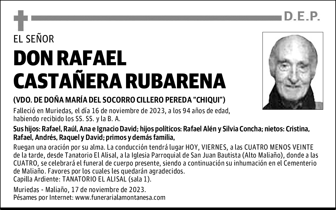 DON RAFAEL CASTAÑERA RUBARENA