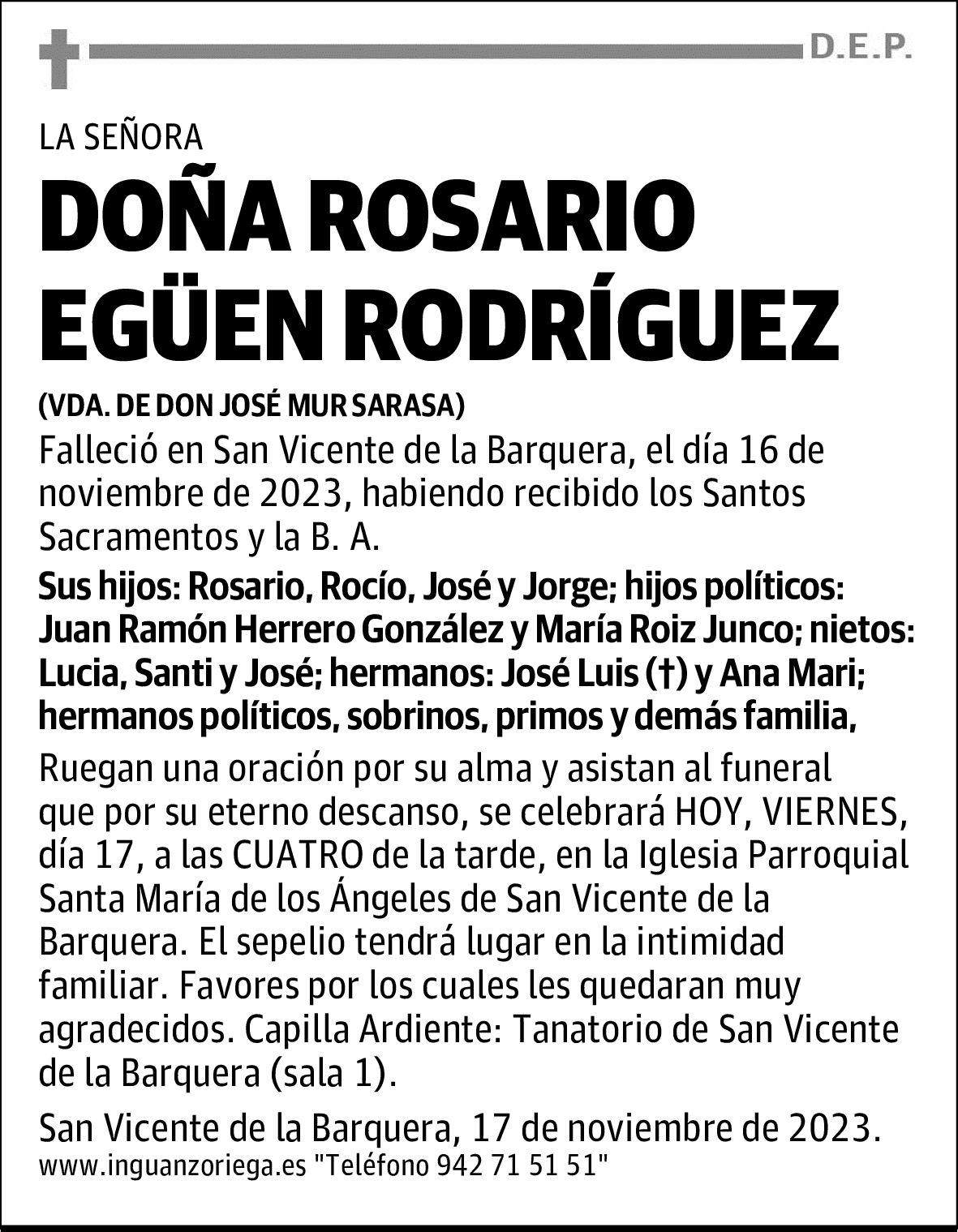 DOÑA ROSARIO EGÜEN RODRÍGUEZ
