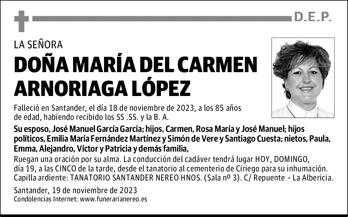 DOÑA MARÍA DEL CARMEN ARNORIAGA LÓPEZ LOPEZ