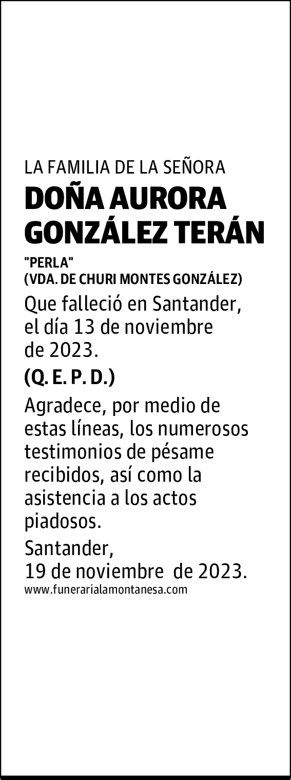 DOÑA AURORA GONZÁLEZ TERÁN