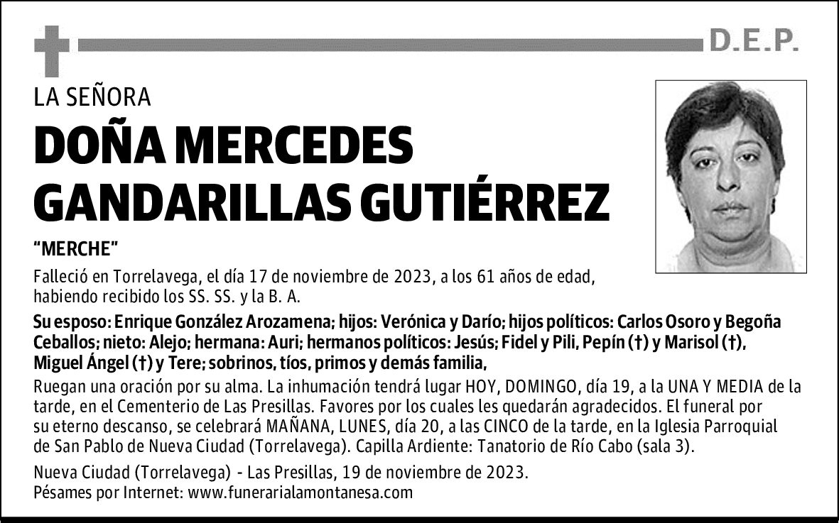 DOÑA MERCEDES GANDARILLAS GUTIÉRREZ