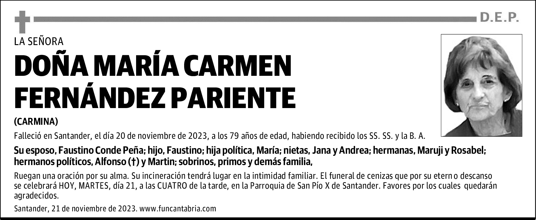 DOÑA MARÍA CARMEN FERNÁNDEZ PARIENTE